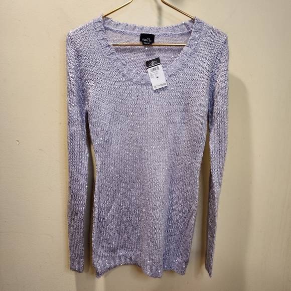 Rue21 Purple Sequins Women's Crew Neck Sweater by Pink Rose Size M NWT - Picture 4 of 9